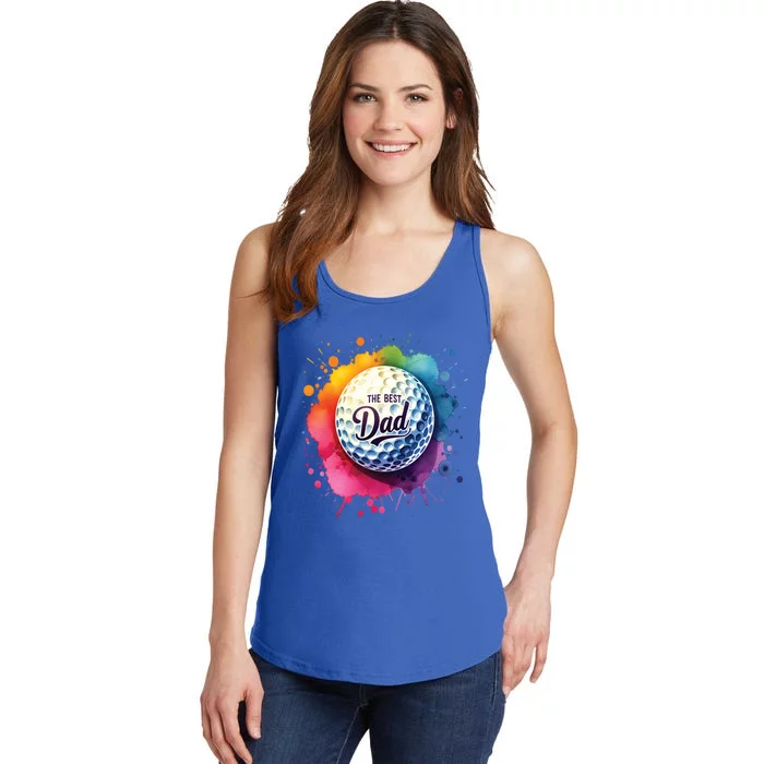 The Best Dad Watercolor Golf Ball For FatherS Day Gift Ladies Essential Tank