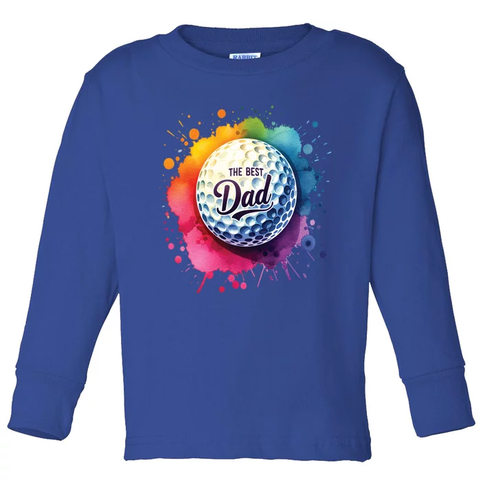 The Best Dad Watercolor Golf Ball For FatherS Day Gift Toddler Long Sleeve Shirt