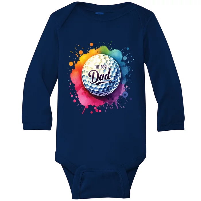 The Best Dad Watercolor Golf Ball For FatherS Day Gift Baby Long Sleeve Bodysuit