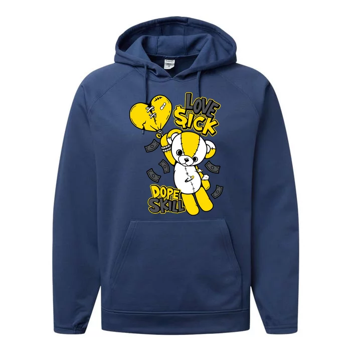 Teddy Bear Dope Skill Love Sick Flying Balloon Performance Fleece Hoodie