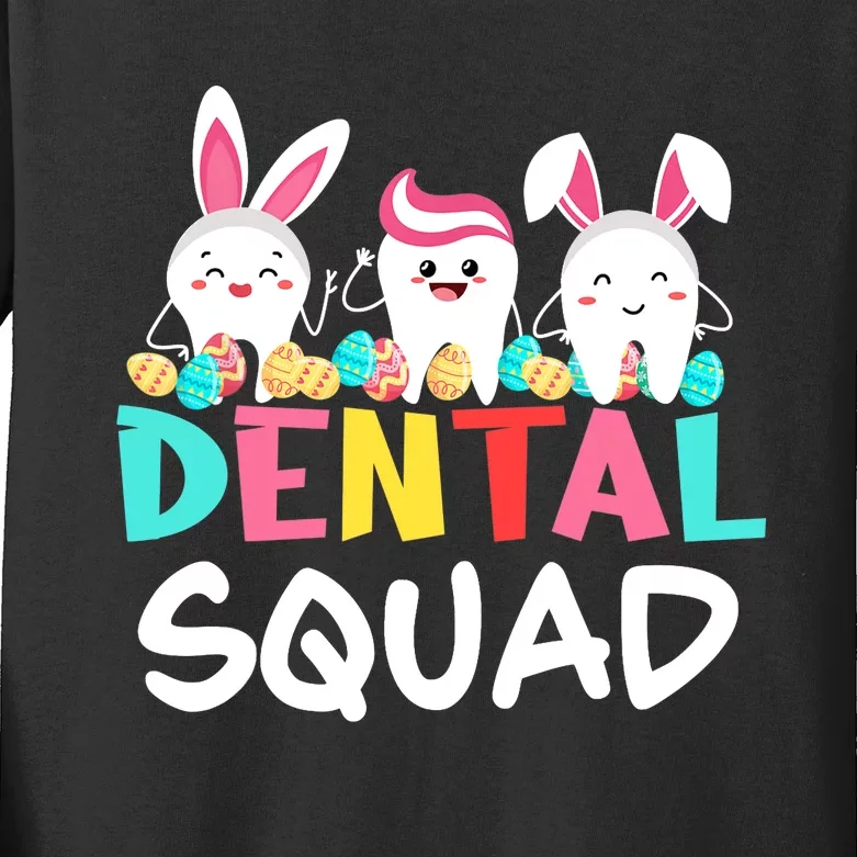 Tooth Bunny Easter Day Dentist Dental Hygienist Assistant Kids Long Sleeve Shirt