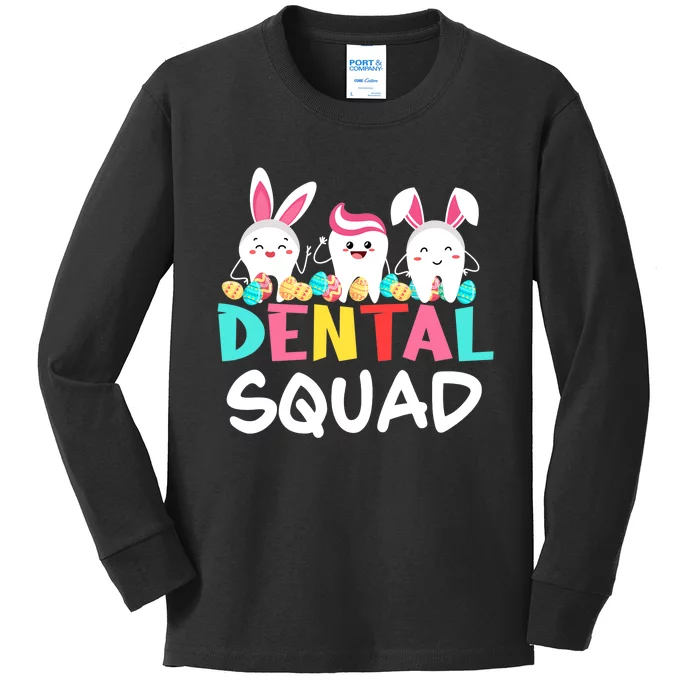 Tooth Bunny Easter Day Dentist Dental Hygienist Assistant Kids Long Sleeve Shirt