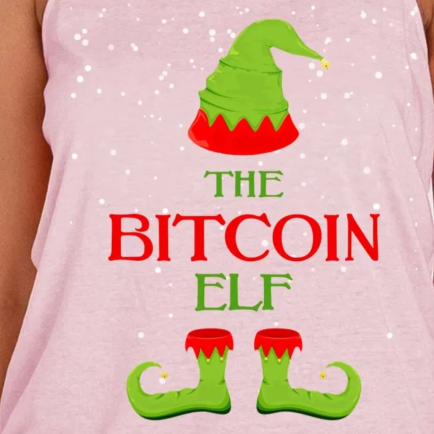 The Bitcoin Elf Funny Family Matching Christmas Women's Knotted Racerback Tank