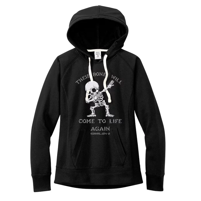 These Bones Ezekiel Christian Halloween Dabbing Skeleton Women's Fleece Hoodie