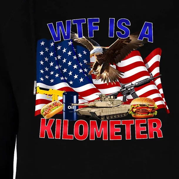 The Bald Eagle American Flag Wtf Is A Kilometer Womens Funnel Neck Pullover Hood