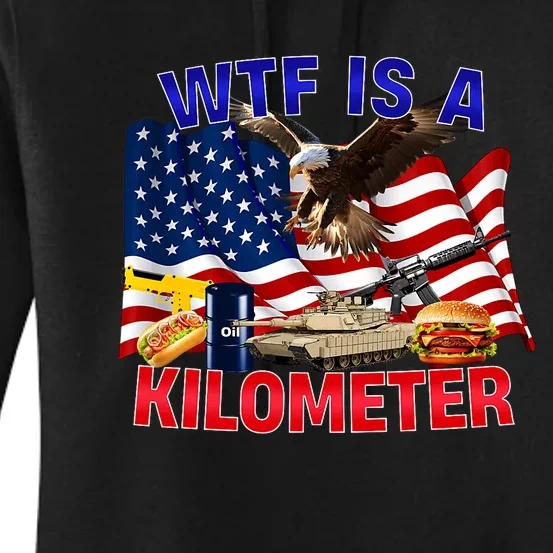 The Bald Eagle American Flag Wtf Is A Kilometer Women's Pullover Hoodie