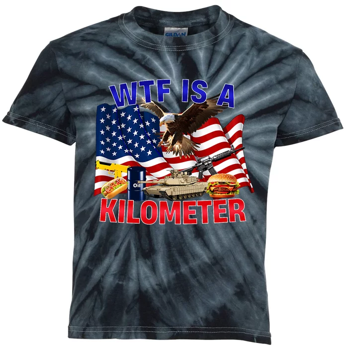 The Bald Eagle American Flag Wtf Is A Kilometer Kids Tie-Dye T-Shirt