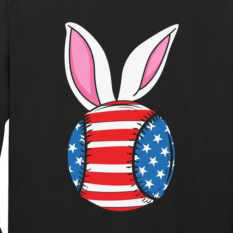 Tennis Ball Easter Happy Easter Day Funny Easter Ears Bunny Tall Long Sleeve T-Shirt