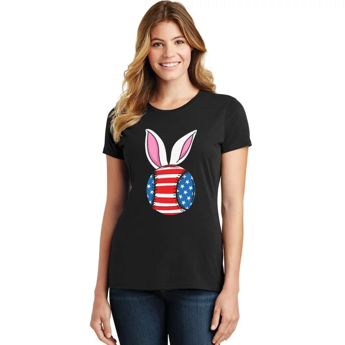 Tennis Ball Easter Happy Easter Day Funny Easter Ears Bunny Women's T-Shirt