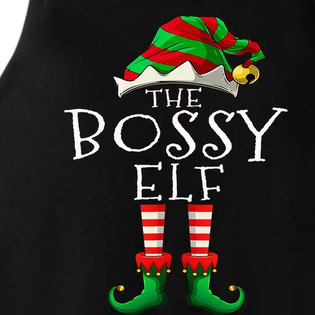 The Bossy Elf Christmas Family Matching Xmas Group Funny Ladies Tri-Blend Wicking Tank