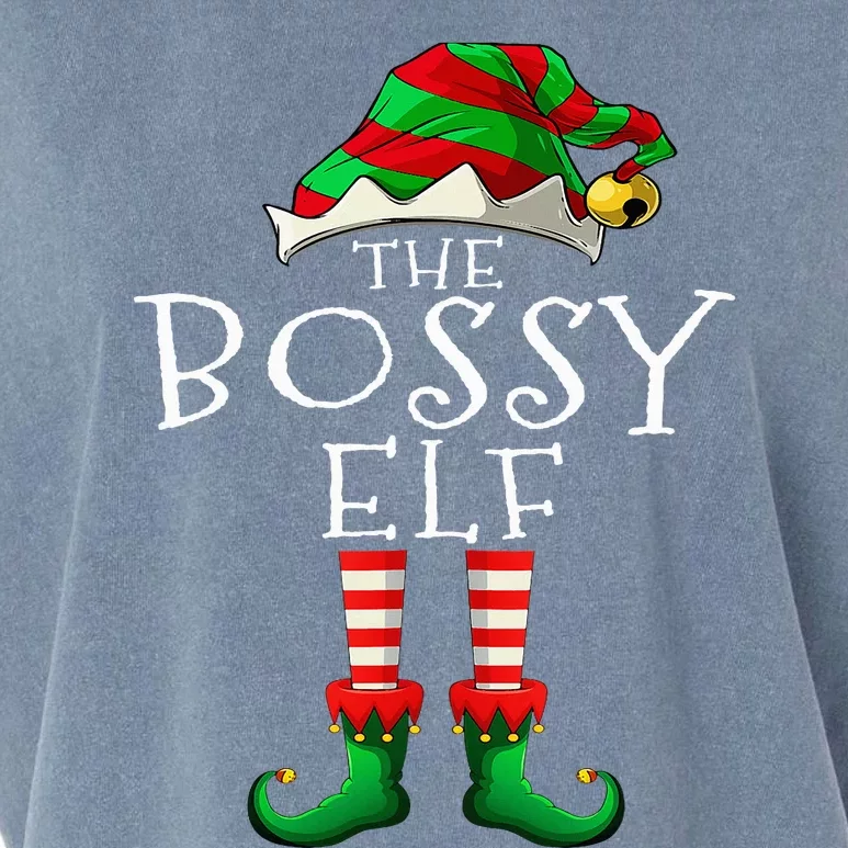 The Bossy Elf Christmas Family Matching Xmas Group Funny Garment-Dyed Women's Muscle Tee