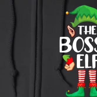 The Bossy Elf Group Matching Family Christmas Gift Funny Full Zip Hoodie