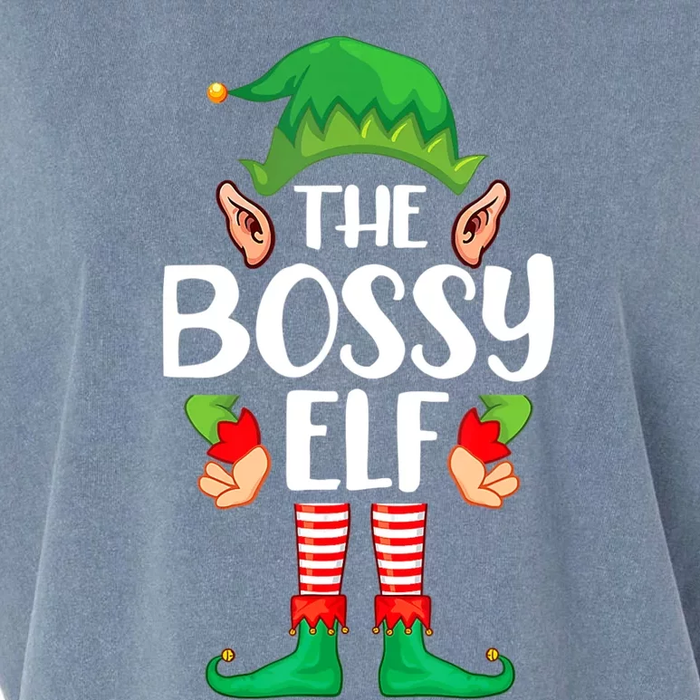 The Bossy Elf Group Matching Family Christmas Gift Funny Garment-Dyed Women's Muscle Tee