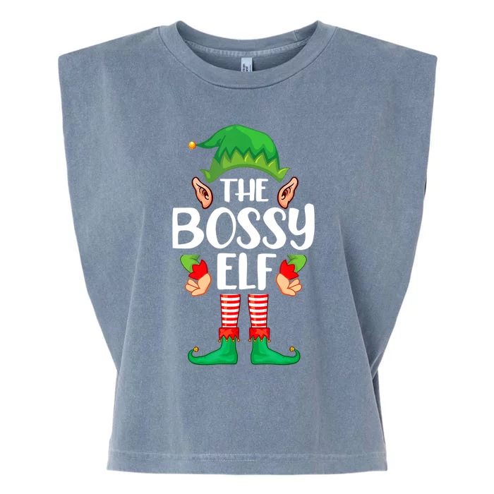 The Bossy Elf Group Matching Family Christmas Gift Funny Garment-Dyed Women's Muscle Tee