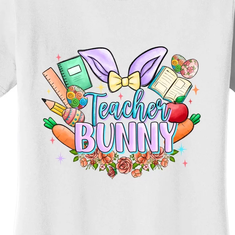 Teacher Bunny Easter Day Gift Easter Egg Floral Women's T-Shirt