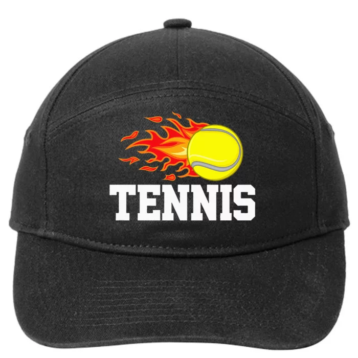 Tennis Ball Flame Tennis Player 7-Panel Snapback Hat