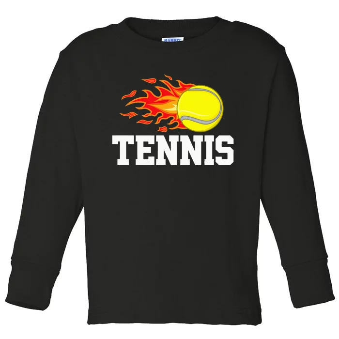 Tennis Ball Flame Tennis Player Toddler Long Sleeve Shirt