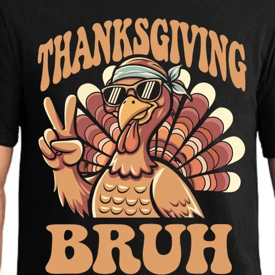 Thanksgiving Bruh Funny Turkey Fall Boy Pajama Set