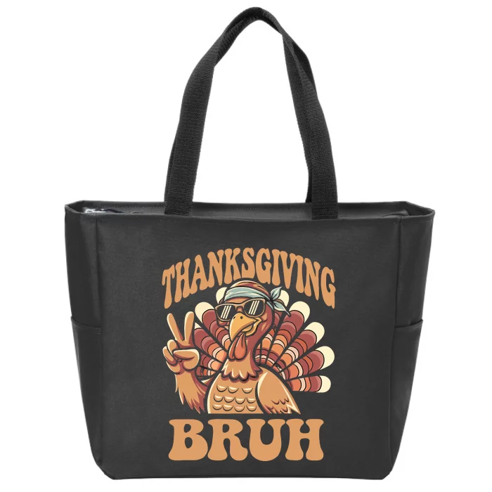 Thanksgiving Bruh Funny Turkey Fall Boy Zip Tote Bag