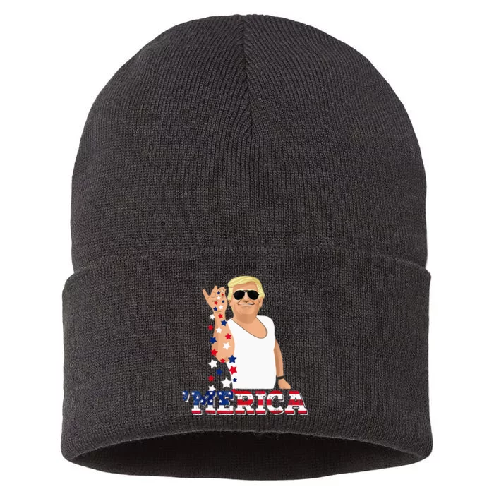 Trump Bae Funny 4th of July Trump Salt Freedom Sustainable Knit Beanie