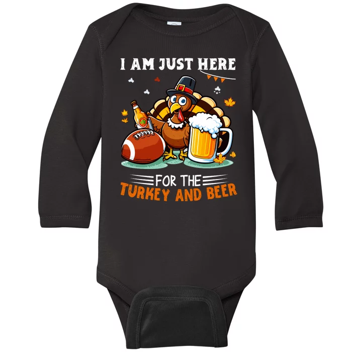 Turkey Beer Football Baby Long Sleeve Bodysuit