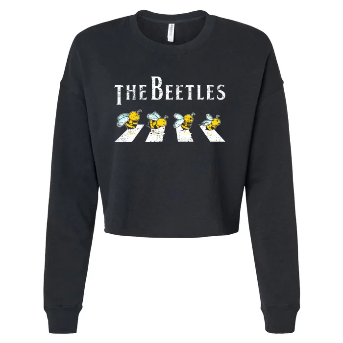 The Beetles Funny Bee Abbey Road Play On Word Trending Gift Idea Cropped Pullover Crew