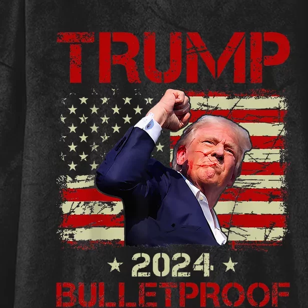 Trump Bulletproof Funny Donald Trump 2024 Hooded Wearable Blanket