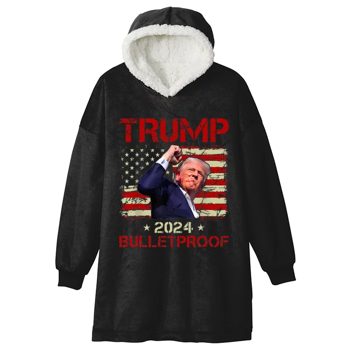 Trump Bulletproof Funny Donald Trump 2024 Hooded Wearable Blanket