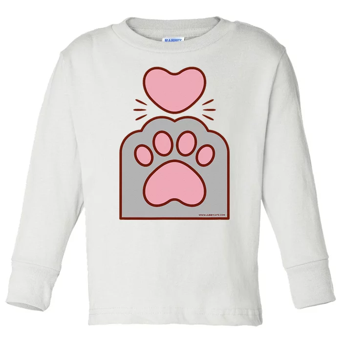 Toe Beans Funny Cute Kawaii Cat Paw And Heart Toddler Long Sleeve Shirt