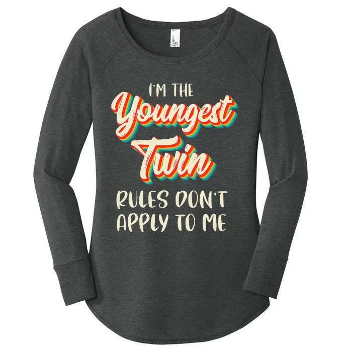 Twins Birthday Funny Siblings Youngest Twin Women's Perfect Tri Tunic Long Sleeve Shirt