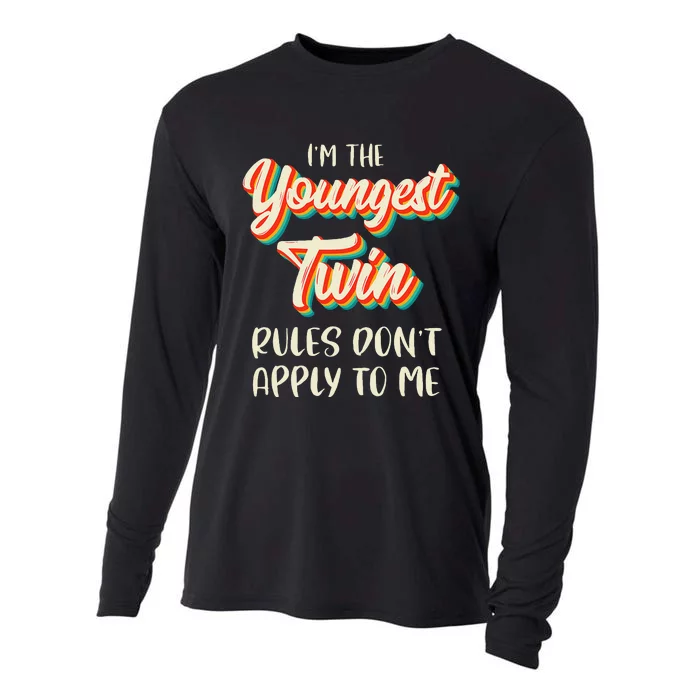 Twins Birthday Funny Siblings Youngest Twin Cooling Performance Long Sleeve Crew