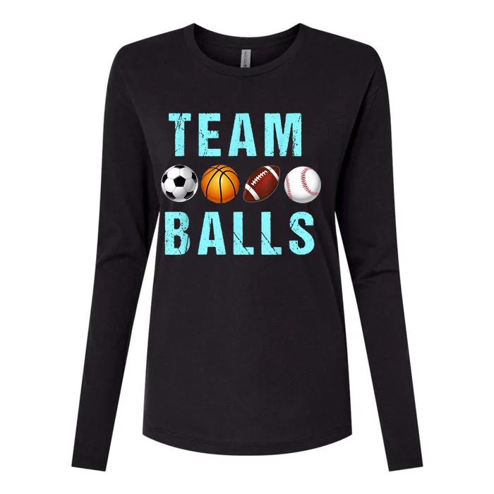 Team Balls Funny Team Boy Gender Reveal Womens Cotton Relaxed Long Sleeve T-Shirt