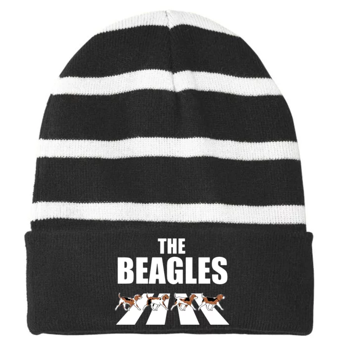 The Beagles Funny Beagle Dog Striped Beanie with Solid Band