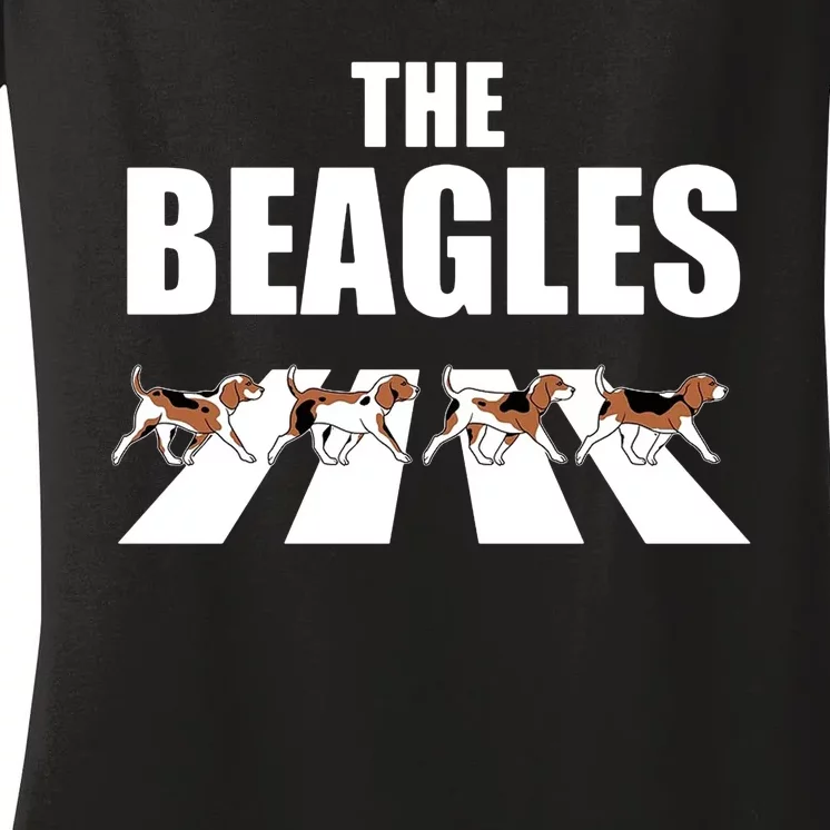 The Beagles Funny Beagle Dog Women's V-Neck T-Shirt