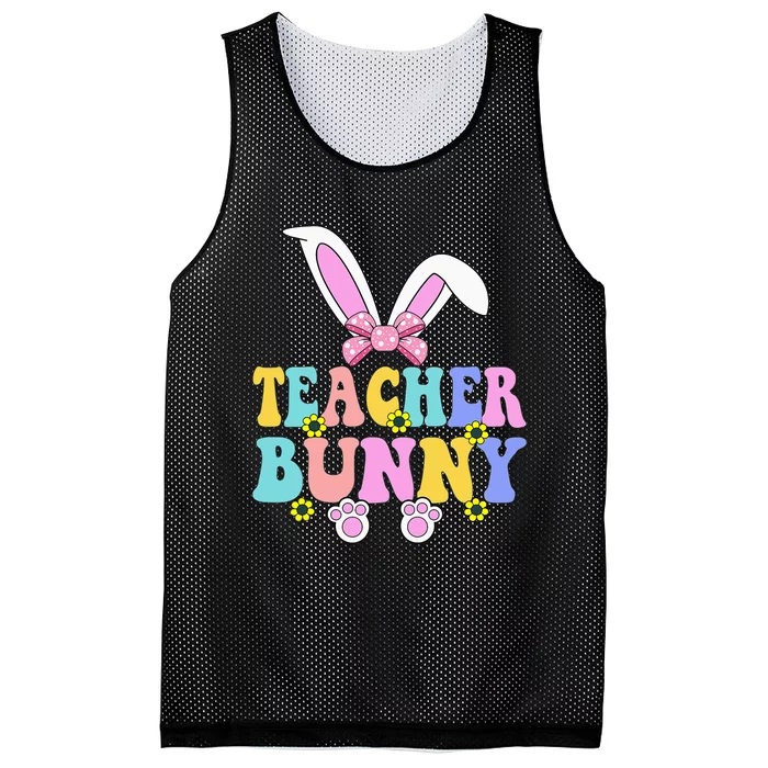 Teacher Bunny Face Happy Easter Day Mesh Reversible Basketball Jersey Tank