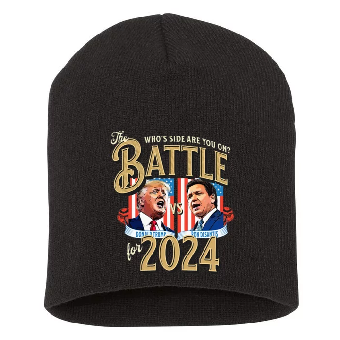 The Battle for 2024 Republican Primary Trump Vs DeSantis Short Acrylic Beanie