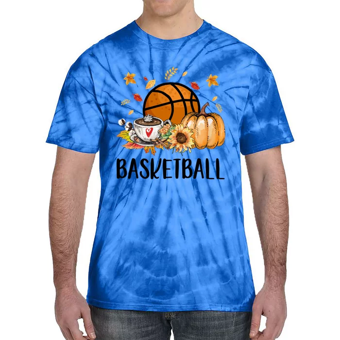 Thanksgiving Basketball Funny Fall Autumn Love Basketball Gift Tie-Dye T-Shirt