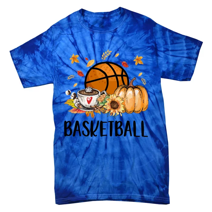 Thanksgiving Basketball Funny Fall Autumn Love Basketball Gift Tie-Dye T-Shirt