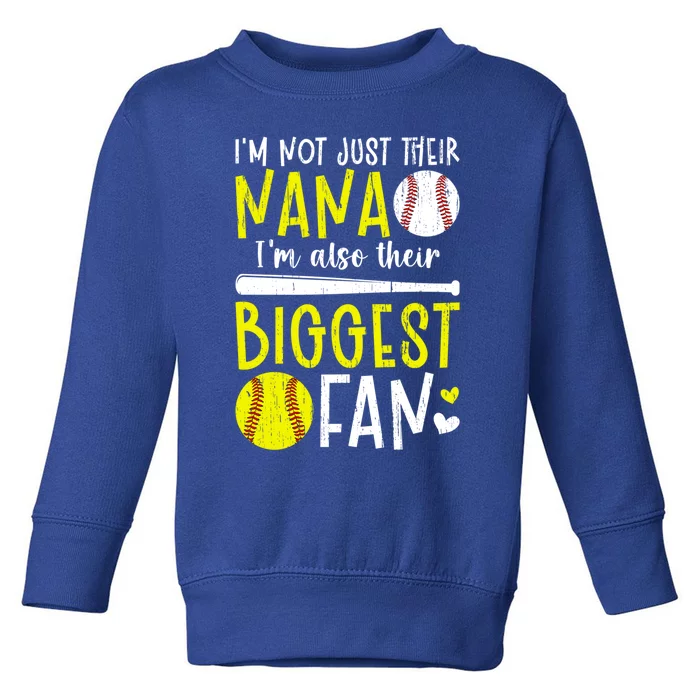 Their Biggest Fan Softball Baseball Nana Of Ballers Cute Gift Toddler Sweatshirt