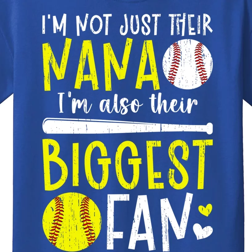 Their Biggest Fan Softball Baseball Nana Of Ballers Cute Gift Kids T-Shirt