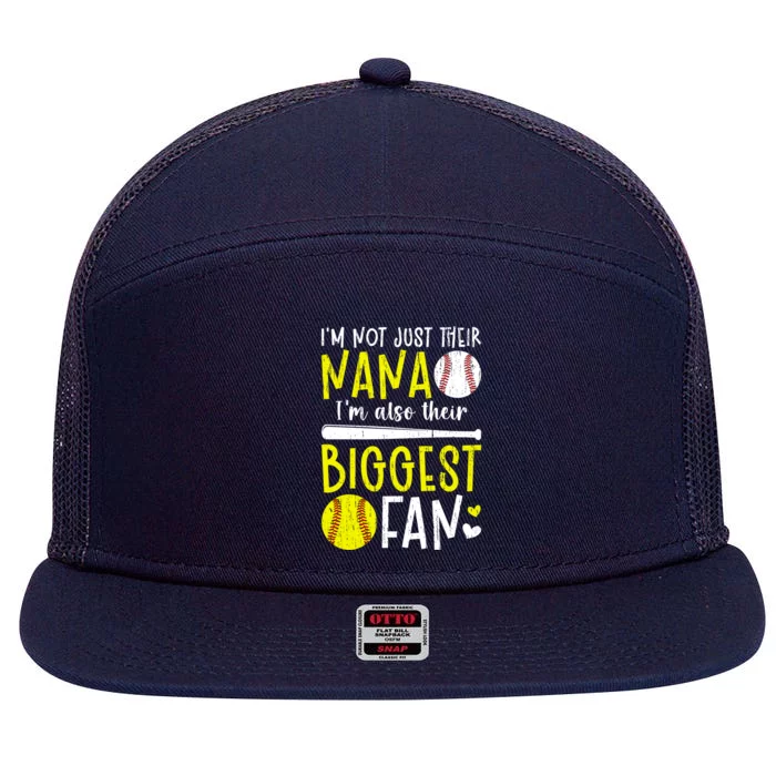 Their Biggest Fan Softball Baseball Nana Of Ballers Cute Gift 7 Panel Mesh Trucker Snapback Hat