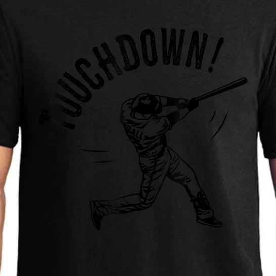 Touchdown Baseball Funny Football Joke Gift Baseball Shirt Baseball Lover Tee Pajama Set