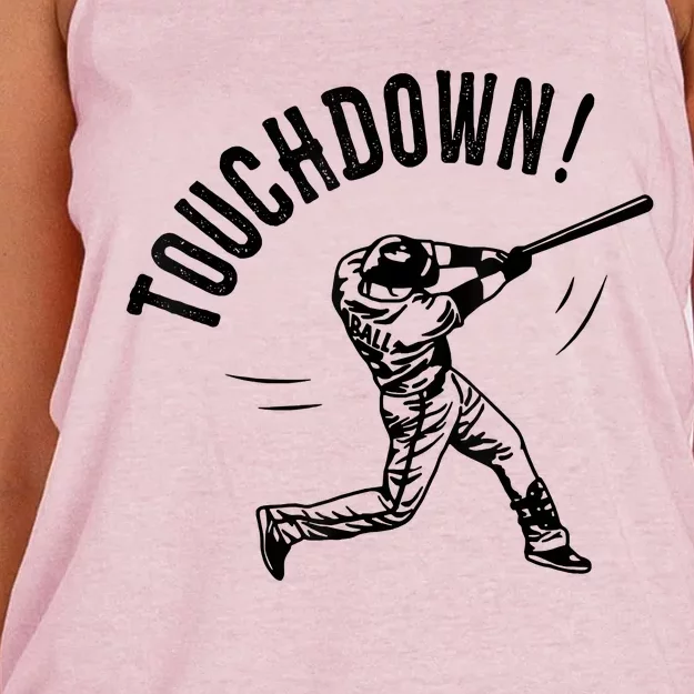 Touchdown Baseball Funny Football Joke Gift Baseball Shirt Baseball Lover Tee Women's Knotted Racerback Tank