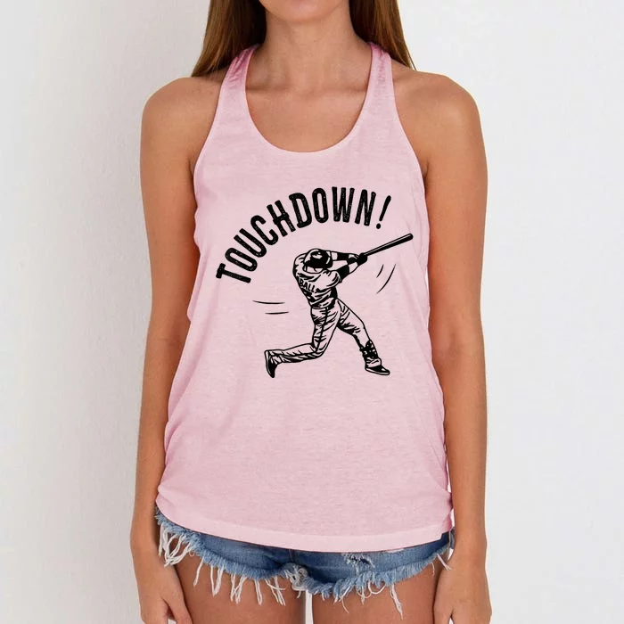 Touchdown Baseball Funny Football Joke Gift Baseball Shirt Baseball Lover Tee Women's Knotted Racerback Tank