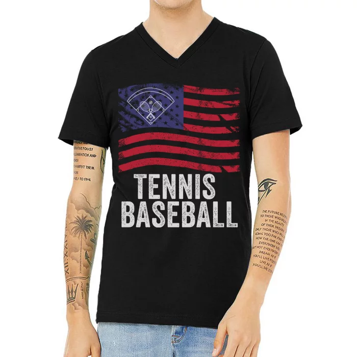 Tennis Baseball, Funny Tennis Baseball, Fun Game For All Ages, Perfect Outdoor F V-Neck T-Shirt