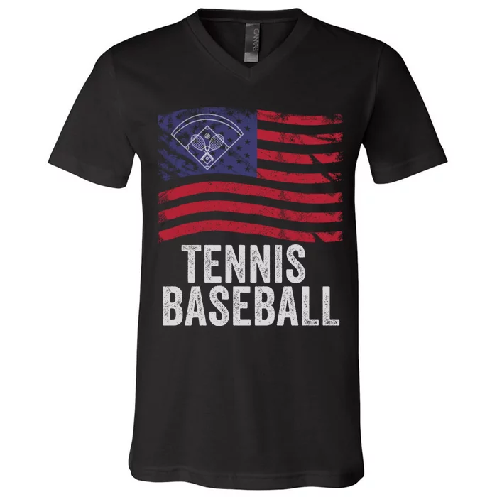 Tennis Baseball, Funny Tennis Baseball, Fun Game For All Ages, Perfect Outdoor F V-Neck T-Shirt