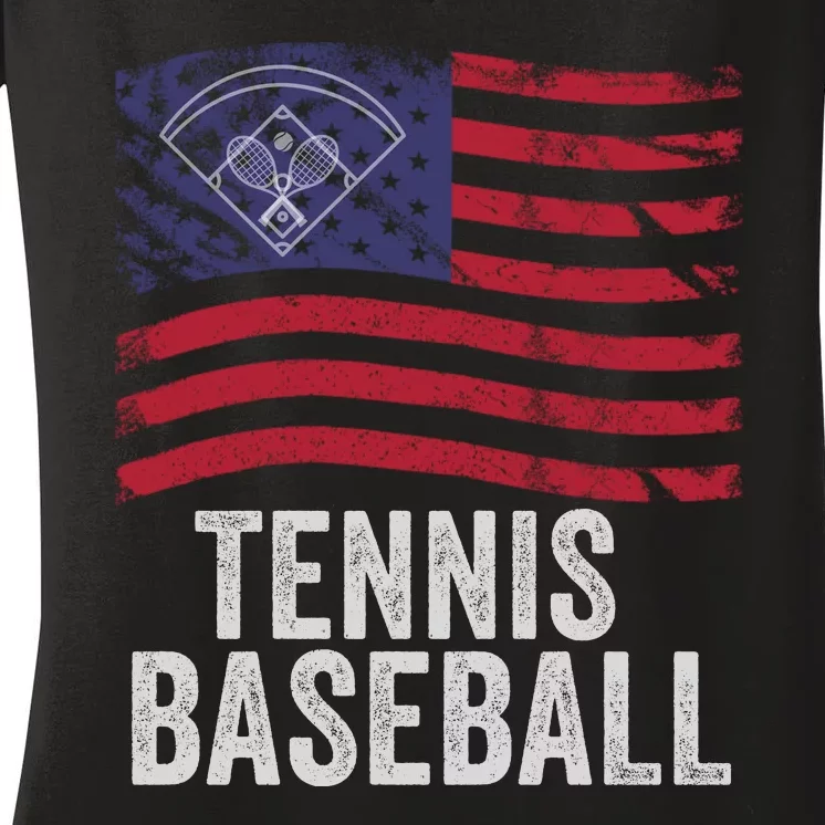 Tennis Baseball, Funny Tennis Baseball, Fun Game For All Ages, Perfect Outdoor F Women's V-Neck T-Shirt