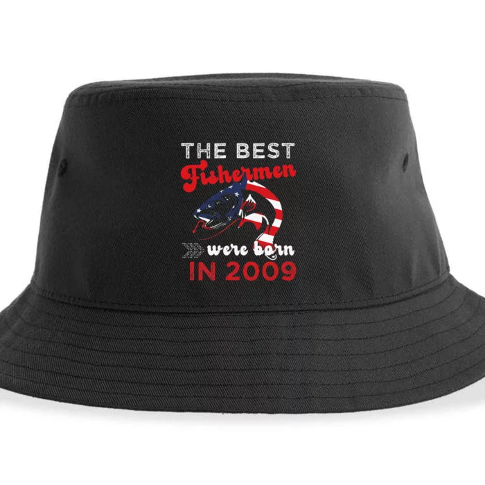 The Best Fishermen Were Born In 2009 Fun 13 Birthday Fishing Sustainable Bucket Hat