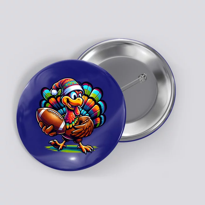 Turkey Bowl Family Football Game Thanksgiving Quarterback Gift Button