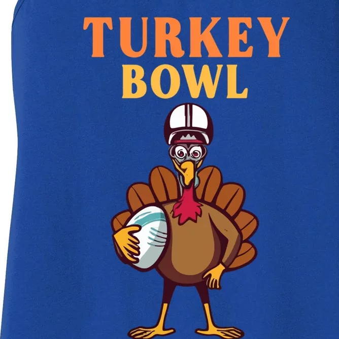 Turkey Bowl Funny Football Thanksgiving Autumn Tradition Gift Women's Racerback Tank